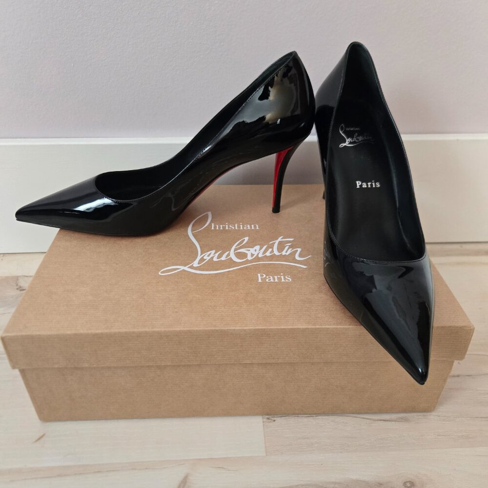 Christian Louboutin "Miss Z" 80mm Black Patent Pumps (38.5) - Picture 11 of 16